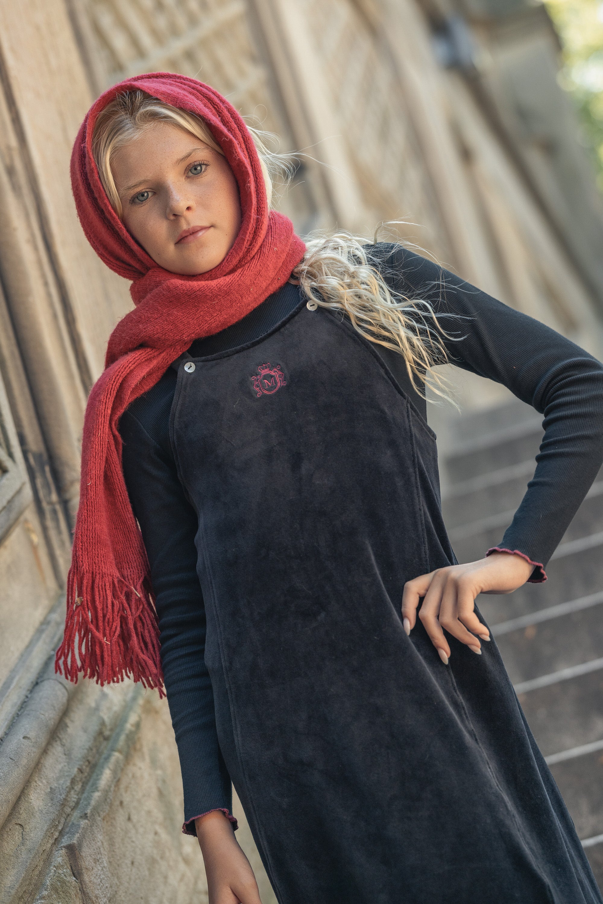 Black Velour Maxi Jumper with Ruffle Mockneck – Mirillus Child